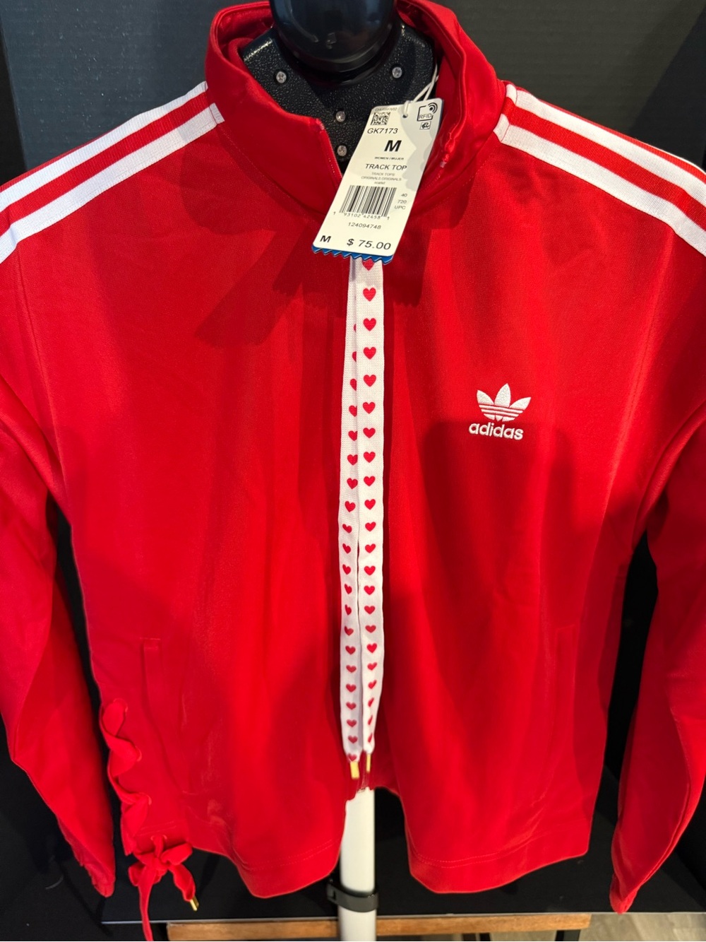 Adidas with love Red Track Jacket with Heart-Detail Zipper size Med